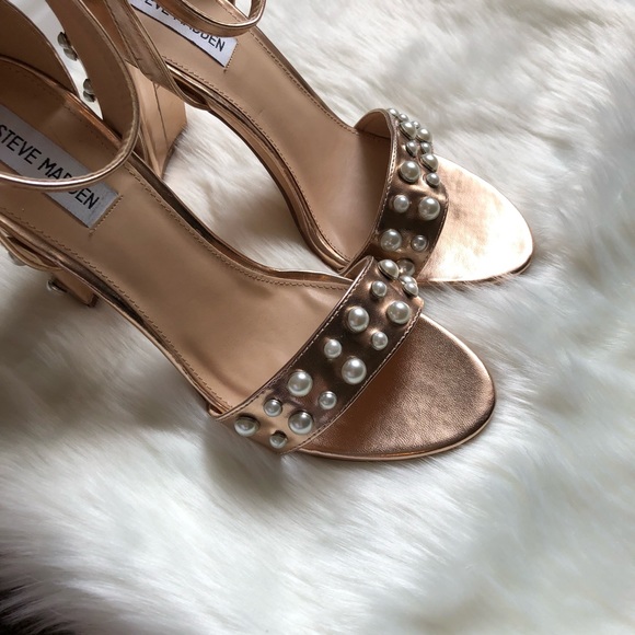 NWOT STEVE MADDEN Madiera Rose Gold Block Heels 10 - Picture 3 of 8